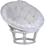 MiaMöbel Sessel 'Papasan' weiß, Ø 100 cm 100% Baumwolle, Rattan