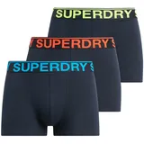 Superdry Trunk Boxershorts Eclipse Navy / Neon M 3er Pack