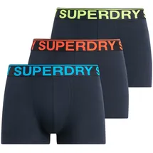 Superdry Trunk Boxershorts Eclipse Navy / Neon M 3er Pack