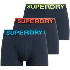 Superdry Trunk Boxershorts Eclipse Navy / Neon M 3er Pack