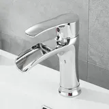 SHUNLI Wasserfall Wasserhahn Bad Chrom Waschtischarmatur, Einhebel Badarmatur Bad Armatur Waschtischbatterie für Badezimmer Waschbecken