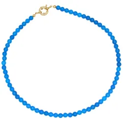 Gemshine Kette ohne Anhänger 'BLAUER JADE' gold coloured Hellbraun Damen 