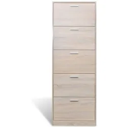 vidaXL Schuhschrank mit 5 Schuhkippern Holz Eichen-Optik