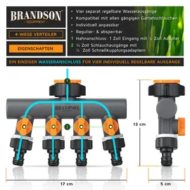 Brandson 4-Wege Schlauchverteiler 3/4 Zoll schwarz