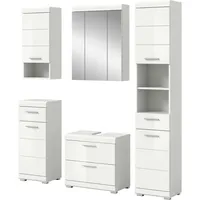 Inn.furn Badmöbel-Set weiß Hochglanz 5-teilig 164 cm, Badschränke Shawn