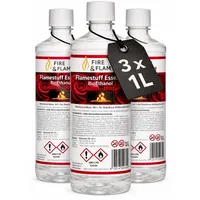 Bioethanol Rosenduft Ultra Premium – 3 x 1L Flamestuff Essence 96,6% Brennstoff – dezenter Rosenduft – 1 Liter Flaschen - Rauchfrei für Ethanol Kamin, Tischkamin & Wandkamin – Indoor Feuerstelle
