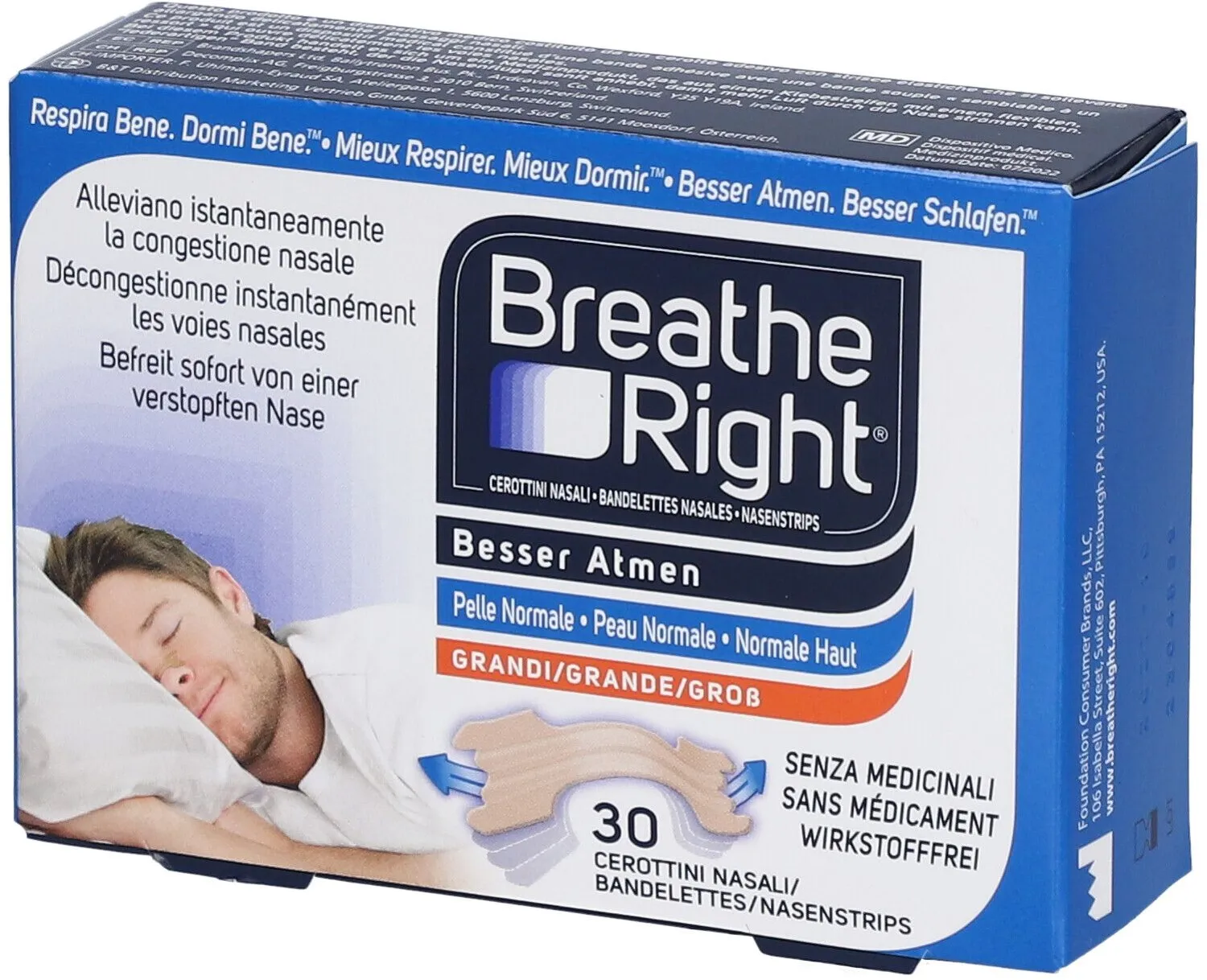 Besser Atmen Breathe Right Nasenstrips beige, groß