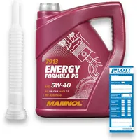 5L Mannol Energy Formula PD Motoröl 5W-40 passend für VW 502.00 501.00 BMW LL-04 + Schlauch