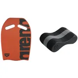 ARENA Unisex Schwimmbrett Kickboard als Schwimmhilfe, Orange (30), One Size & Unisex Pullbuoy/Schwimmbrett Freeflow Pullbouy zur Verbesserung der Wasserlage und Körperhaltung, Black-Grey (51)