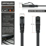 Primewire CAT 8.1 Netzwerkkabel Flach 40 Gbits, Baumwollmantel, LAN Kabel Patchkabel, Gigabit RJ45 Ethernet Cable, Flachbandkabel, Verlegekabel - 15m