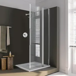 Koralle myDay Eckdusche mit Pendeltür rechts 76,5 x 78,5 cm silber ESG GlasPlus VB01608020DP1