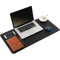 ARNTY Schreibtischunterlage Leder,Groß Laptop Tischunterlage Schreibtisch Unterlage,Ultradünnes Schreibtischmatte aus PU-Leder,Desk Mat für Büro-oder Heimbereich (Schwarz&Rot, 90 * 43cm)