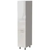 Feldmann-Wohnen Apothekerschrank Essen (2D14K/40 kargo, 1 Tür, 2 Einlegeböden, 1 Korbauszug, 1-St., moderne Optik, Acrylfronten mit Glaseffekt) 40x59x207cm weiß - weiß Hochglanz (ES-2D14K/40/kargo) weiß
