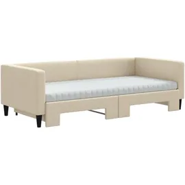 vidaXL Tagesbett Ausziehbar mit Matratzen 90 x 200 cm beige