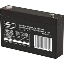 EMOS Wartungsfreier Bleiakku 6V, 7 Ah, Faston 4,7 mm, Bleiakkumulator für Alarmsysteme, Brandmeldetechnik, USV-Geräte, B9659