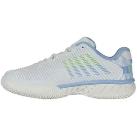 K-Swiss Hypercourt Express 2 Tennis Shoe, WHT/DTCHCNL/Green, 37.5 EU
