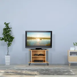 Relaxdays TV Tisch mit Rollen, 2 Fächer, Fernseher Ablage, Fahrbarer Fernsehtisch, HxBxT: 45 x 60 x 40 cm, weiß-Silber