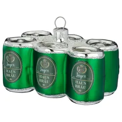 Christbaumschmuck Glas 4,5cm Sixpack Bier Figur Handbemalt Weihnachtsbaum Anhänger Weihnachten Christbaumanhänger Weihnachtsbaumschmuck Grün Silber