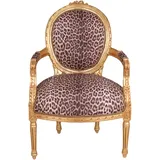 Barocksessel Leopard Gold Armlehnstuhl Sessel Barock Stuhl Leo Polsterstuhl