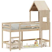 VidaXL Hochbett mit Leiter und Dach 80x200 cm Massivholz