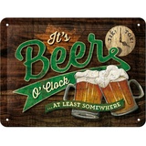 Nostalgic-Art Retro Blechschild, Beer O' Clock Glasses – Geschenk-Idee für Bier-Fans, aus Metall, Vintage Design