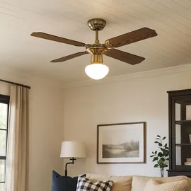 ETC Shop Deckenventilator 106,6 cm Eiche Geflecht