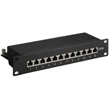 goobay 93796 - Patchpanel 10 Zoll Patch Panel, 12 Port, 1 HE