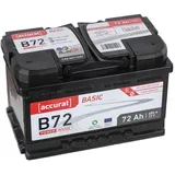Accurat 12V 72Ah Autobatterie Starterbatterie Batterie KFZ statt 66Ah 68Ah 70Ah