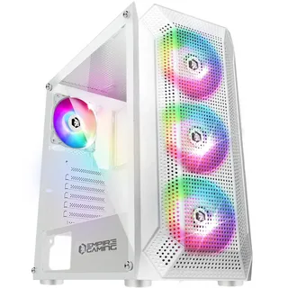 EMPIRE GAMING - PC-Gehäuse Gamer Ruby – ARGB Mittelgroßer Tower ATX, MATX, ITX – Netzblende – Seitenwand aus Acrylglas – 4 Ventilatoren 3 Pin 5V LED RGB Adressierbar 120 mm -MB Sync – Weiß