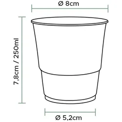 MONOUSO - Bio-Becher aus PLA Transparent 250ml (50 Stück)