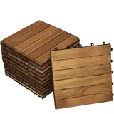 SAM Terrassen- Holzfliese 01, Akazien-Holz,11 Klick-Fliesen für 1m2, 30x30cm, Garten- Bodenbelag mit Drainage