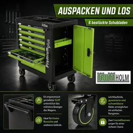 Trutzholm Werkstattwagen Chrom 7 Schubladen grün bestückt