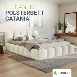 Juskys Polsterbett Catania 180 x 200 cm Creme inkl. Matratze