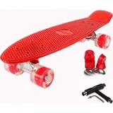 FunTomia 57cm Mini-Cruiser Board Skateboard mit oder ohne LED Leuchtrollen inkl. Aluminium Truck, ABEC-9 Kugellager und T-Tool