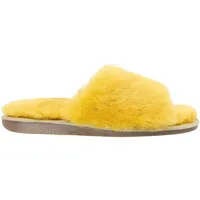 Vanuba - Damen Hausschuhe Anoa 39 EU, Lammfell Pantoletten, Leder Badelatschen, Wolle, Bequeme Lammfell-Hausschuhe, Handgemacht - Mustard - 39 EU