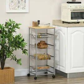 Homcom Küchenwagen mit Metallkörben, 36,5 x B36,5 x H89 cm-Silber | Gr.: onesize