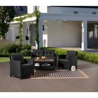 Konifera Gartenlounge-Set »St. Tropez«, schwarz, Polyrattan, Sitzmöbel-Sets, Gartenmöbel-Set, Polyrattan, Stahl, Ablage unter dem Tisch Balkonset, Loungeset