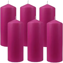 Stumpenkerzen Wachskerzen Ø6cm x 17cm ( 6er Pack ) Lila - Lange Brenndauer, Hergestellt in EU, Kerzen Blockkerzen - Wachs Stumpen