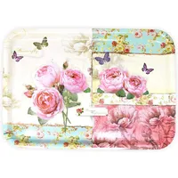 Lashuma Dekotablett eckig, Motiv: England Rosen, Modernes Tassentablett 45x31 cm, Großes Geschirrtablett Flach