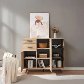 [en.casa] Noppen Sideboard 100 x 120 x 38 cm Eicheoptik Holzwerkstoff