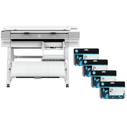HP DesignJet T950 Multifunktions-Großformatdrucker Plotter inklusive zusätzlichem HP Tintenset 738