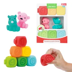 Toi-Toys 71003A - Little Stars - 6 Baby Quietsch-Stapelblöcke und 2 Gummitiere