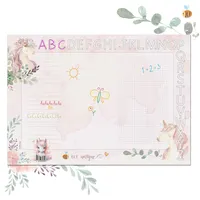 TOBJA® DIN A3 Schreibtischunterlage für Mädchen (30 x 42 cm) - Süßes Einhorn Design, Dickes 90g/m2 Papier, mit ABC Leiste zum Ausmalen - Perfekt zur Einschulung | 25 Blatt