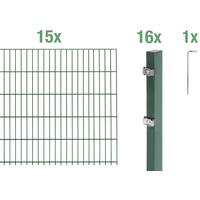 GAH ALBERTS Doppelstabmattenzaun Komplettset 16 Matten 0,8 x 30 m grün