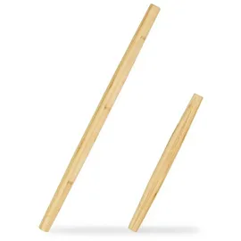 Relaxdays Teigroller Bambus, 2er Set, Hellbraun