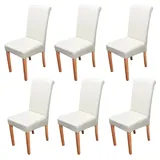 Mendler 6er-Set Esszimmerstuhl Stuhl Küchenstuhl Novara II, Leder ~ creme, helle Beine
