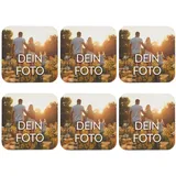 6 Stück Personalisierte Untersetzer mit Foto, Personalisierbare Leder Untersetzer Bedrucken mit eigenem Foto, Text und Logo - für Bar, Kaffee, Küche, Home Office,Leder (Square)
