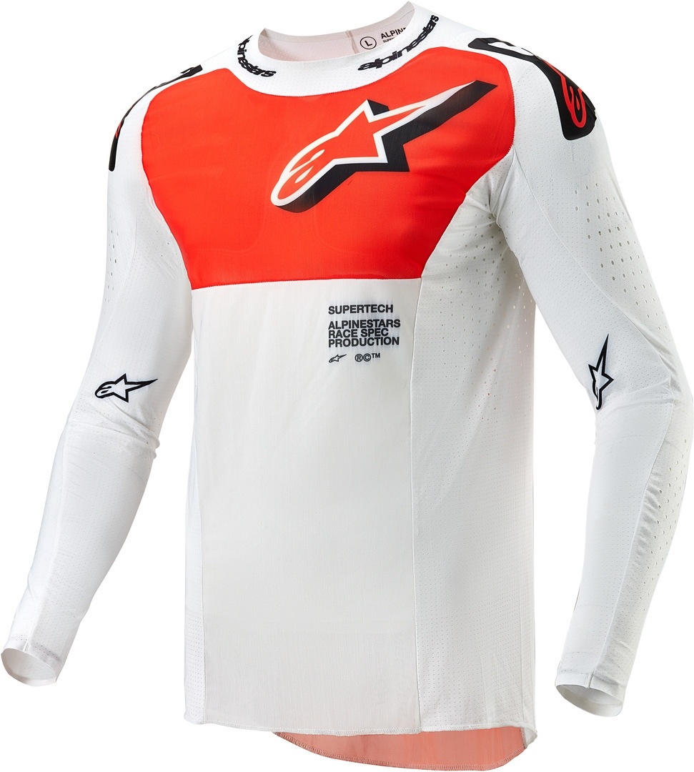 Alpinestars Supertech Ward Star Motorcross shirt, wit-oranje, L