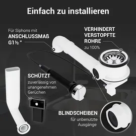 Aquade 72107 70mm Excenter Spüle Made in Germany, Siebkorbventil | Raumschaffer I Überlauf