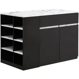 vente-unique Kücheninsel Meili 130 x 90 x 65 cm Schwarz/Weiß